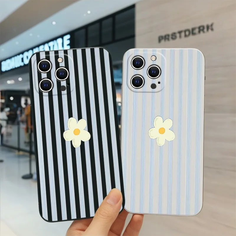 Stripes Flower Korean Phone Ca - Phone Cases Xr Iphone review and price