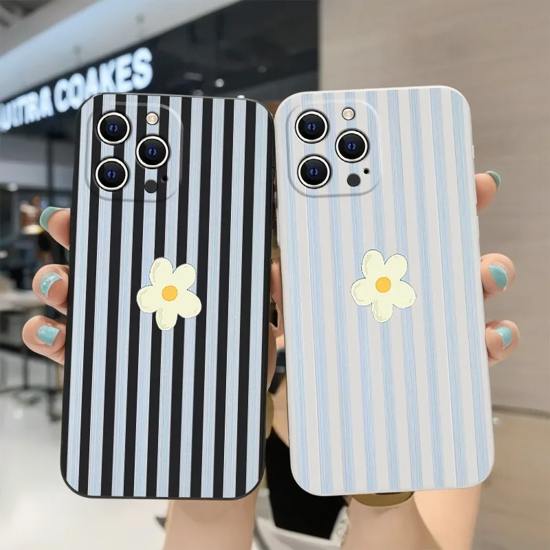 Stripes Flower Korean Phone Ca - Phone Cases Xr Iphone review and price