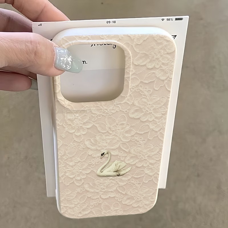 Lace Swan Pattern Lychee Textu - Phone Cases Iphone 13 review and price