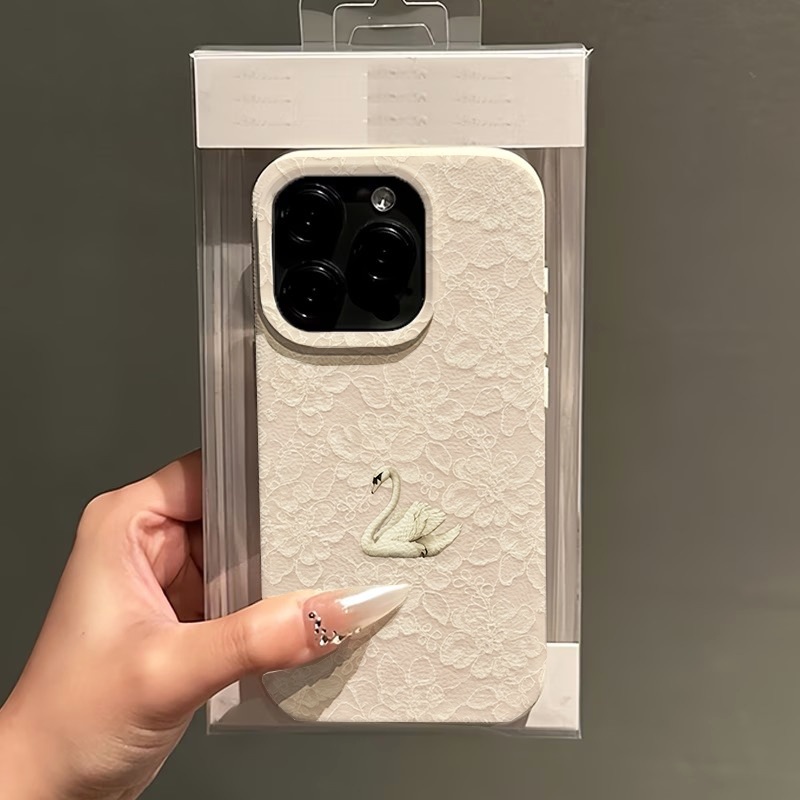 Lace Swan Pattern Lychee Textu - Phone Cases Iphone 13 review and price