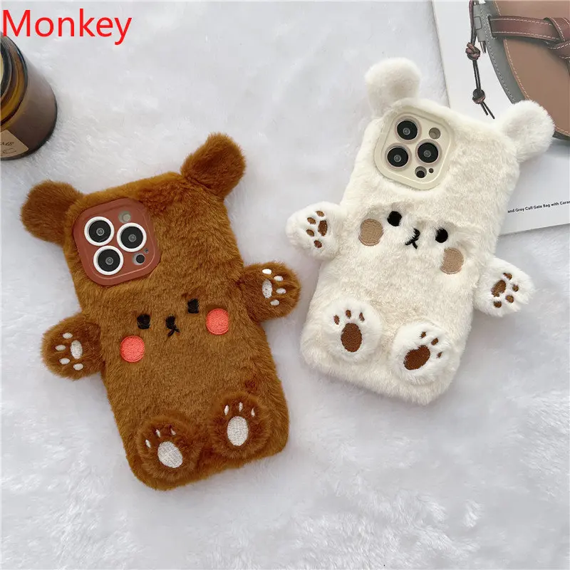 Cute Bear Soft Fluffy Plush Ph - Phone Cases Iphone 13 review and price