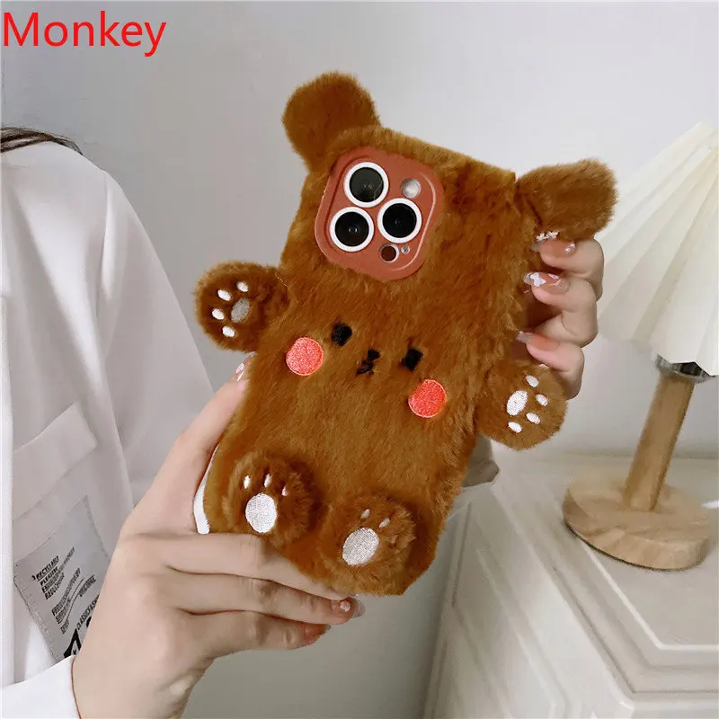 Cute Bear Soft Fluffy Plush Ph - Phone Cases Iphone 13 review and price