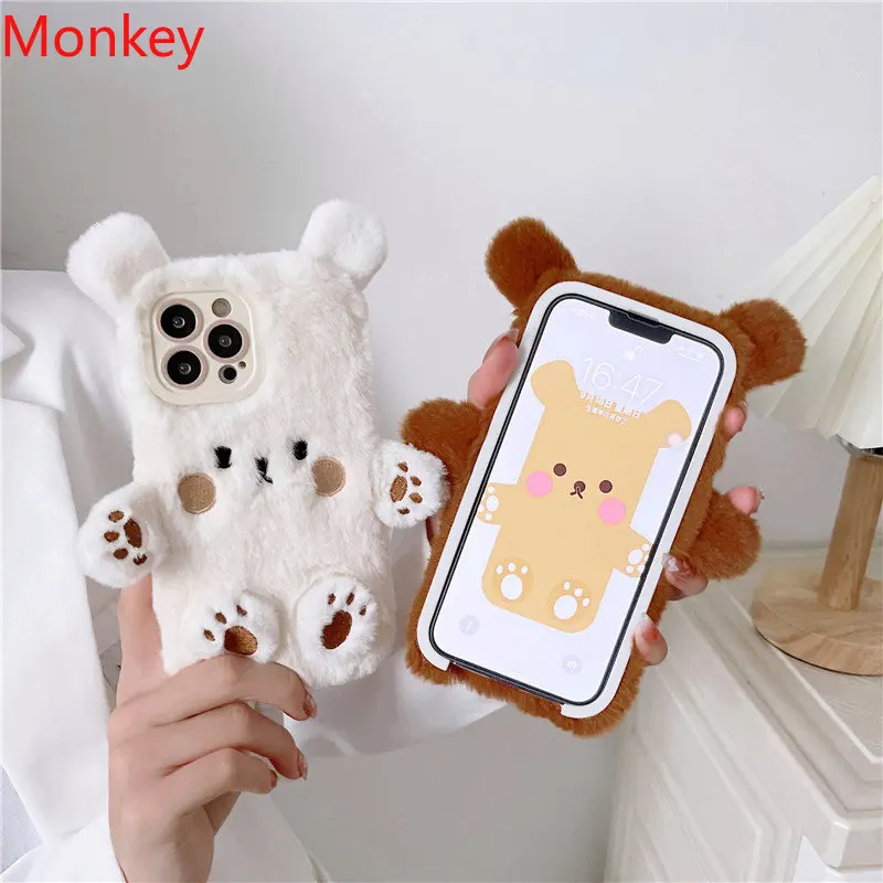 Cute Bear Soft Fluffy Plush Ph - Phone Cases Iphone 13 review and price